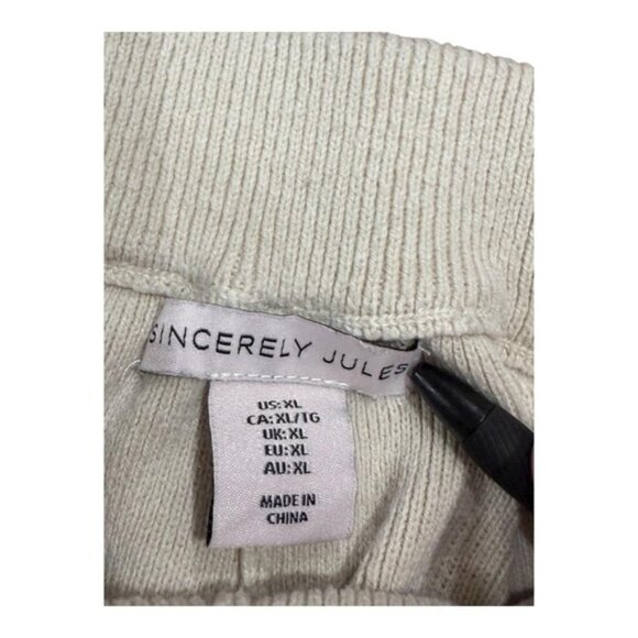 Sincerely Jules Pants Womens XL Beige Knit Joggers Ribbed Waist Cuffed Pockets - Picture 5 of 7